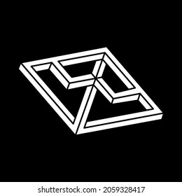Optical illusion shapes. Optical art. Impossible figures. Line art. Unreal geometric object.