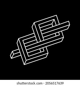 Optical illusion shapes. Optical art object. Impossible figure. Escher paradox. Line art.
