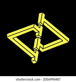 Optical illusion shapes. Optical art object. Sacred geometry. Escher paradox. Impossible figures. 