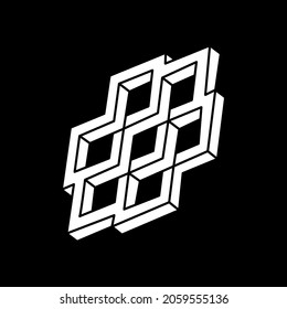 Optical illusion shapes. Optical art object. Impossible figures. Geometry.