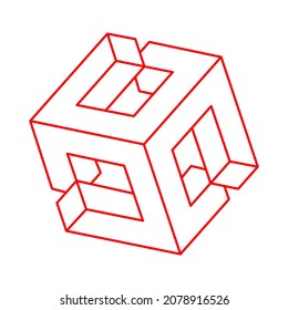 Optical illusion shapes. Optical art object. Impossible figure. Escher style. Sacred geometry.