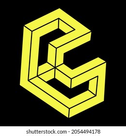 optische Täuschungsformen. Optische Kunstobjekte. Unmögliche Zahlen. Geometrie. Escher Paradox.