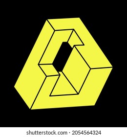 Optical illusion shapes. Escher paradox. Optical art objects. Impossible figures. Geometry.
