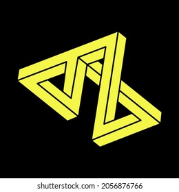 Optical illusion shapes. Escher paradox. Optical art. Impossible figures. Unreal geometric objects.