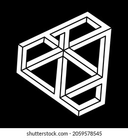 Optical illusion shapes. Impossible figures. Escher paradox. Line art.