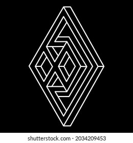 Optical illusion shapes. Impossible objects. Optical art figures. Line art. Sacred geometry shape.