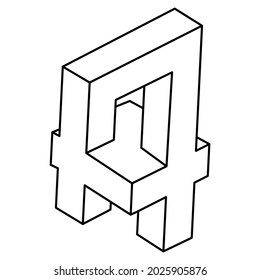 Optical illusion shapes, unreal geometric object vector. Impossible figure. 
