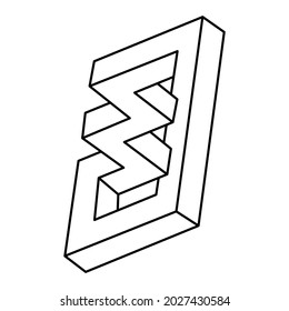 Optical illusion shapes, unreal geometric object vector. Impossible figures. Sacred geometry shape. Optical art.
