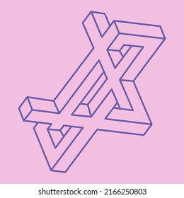 Optical illusion shapes, unreal geometric objects vector. Logo. Impossible figures. Sacred geometry. Optical art pattern.