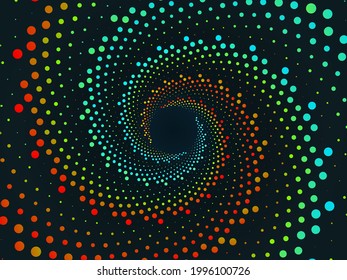 Optical illusion spiral dotted background. Geometric gradient seamless Pattern.
