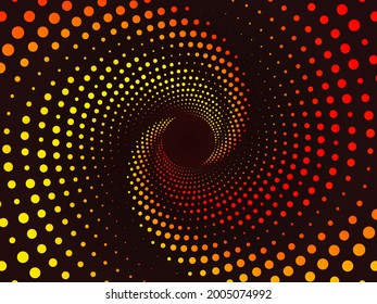 Optical illusion spiral dotted background. Geometric gradient seamless Pattern.