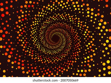 Optical illusion spiral dotted background. Geometric gradient seamless Pattern.