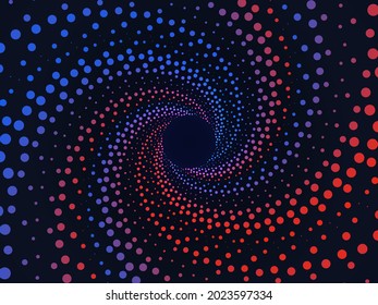 Optical illusion spiral dotted background. Geometric gradient seamless Pattern.