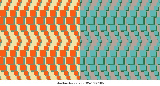 optical illusion square flowing pattern in retro colors modern vintage style