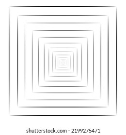 optical illusion with the square getting smaller inward. vector line illustration