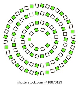 Optical illusion . squares built in a circle create the illusion of a spiral. vector illustration .
