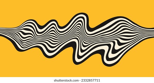 Optical Illusion Stripe Wave Pattern. Abstract Geometric Op Art Background. Flow Wavy Vibrant Artwork.