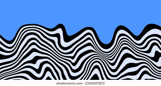 Optical Illusion Stripe Wave Pattern. Abstract Geometric Op Art Background. Flow Wavy Vibrant Artwork.