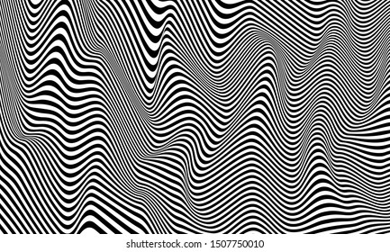Optical illusion striped wrapped background vector design.
