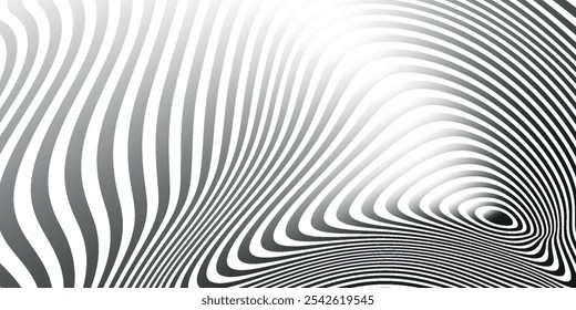 Textur der optischen Täuschungsstreifen. Abstraktes geometrisches Hintergrundvektordesign. Op Art Illustration.
