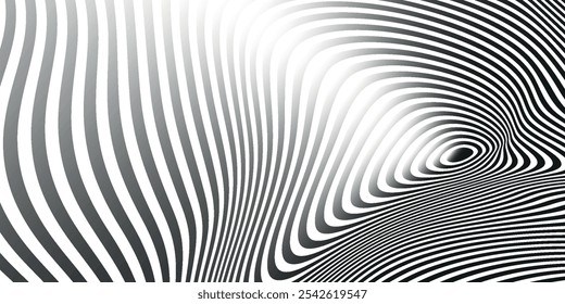 Optical Illusion Stripes Texture. Abstract Geometric Background Vector Design. Op Art Illustration.