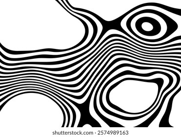 Optical illusion stripes texture. Abstract wavy background. Op art illustration.