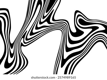 Optical illusion stripes texture. Abstract wavy background. Op art illustration.