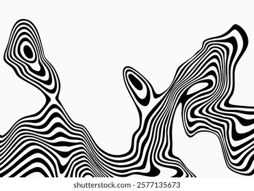 Optical illusion stripes texture. Abstract wavy background. Op art illustration. Vector design element.