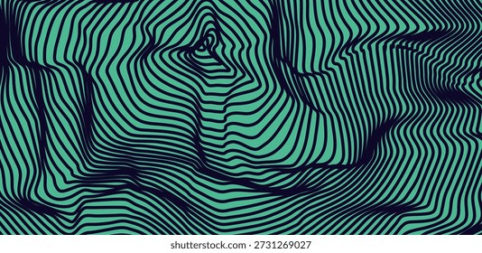 Optical illusion stripes texture with abstract geometric forms. Pop art vector background design creating dynamic visual effect. Modern illustration for posters, banners, covers and graphic layouts.