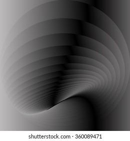 Optical illusion. A swirling monochrome spiral many metallic monochrome tones and forms a black .