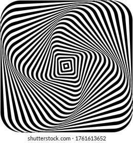 Optical illusion of swirling a picture torsion and rotation movement. Dynamic effect. Vector illustration.