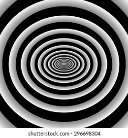 Optical illusion. Tapered fractal circles, ellipses, repetitive, diminish and disappear into the depths.