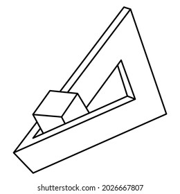 Optical illusion triangle, cube, unreal geometric object vector. Impossible figure. Sacred geometry shape.