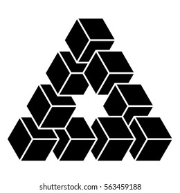 Optical illusion triangle with cubes