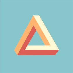 optical illusion triangle icon penrose geometric dimension color design logo illustration