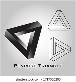 optical illusion triangle icon. Penrose triangle. Geometric 3D object optical illusion. Vector illustration. Modern design elements for website, poster and flyers. 