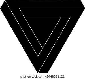 icono de triángulo de ilusión óptica. Triángulo de Penrose. Ilusión óptica geométrica de objeto 3D. Ilustración vectorial. Elementos de diseño modernos para Sitio web, póster y volantes.