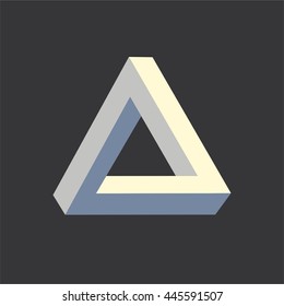 optical illusion triangle icon penrose geometric dimension color design logo illustration