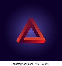 Optical illusion triangle the Penrose icon.Geometric color design logo illustration.