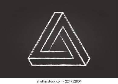 Optical Illusion Triangle Sketch On Blackboard