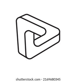 Optical illusion triangular button enable video play, icon for web player