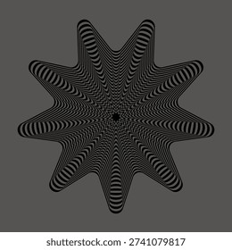 Optical illusion tunnel. Black and white op-art tunnel.