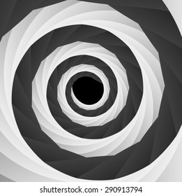 Optical illusion. Is twisted into a circular frame black and white intertwined and stretching into the distance tape.