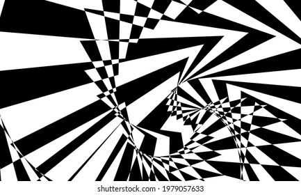 optical illusion with twisting effect black and white background for modern design