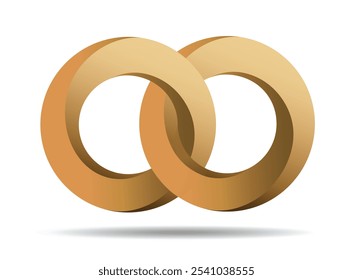 Optical illusion. Two impossible interlocking circles on white background. Vector illustration