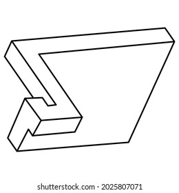 Optical illusion, unreal geometric object vector. Impossible figure. Op art shape.