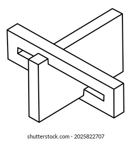 Optical illusion, unreal geometric object vector. Impossible figure. Op art shape.