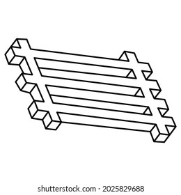 Optical illusion, unreal geometric object. Impossible figure. Sacred geometry shape.