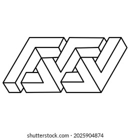 Optical illusion, unreal geometric object. Impossible figure. Sacred geometry.