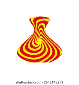 Optical illusion vase. Red yellow swirl. Abstract shape vector. Hypnotic pattern symbol.